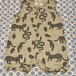 Wild & Cozy Beige Animal Print Baby Romper